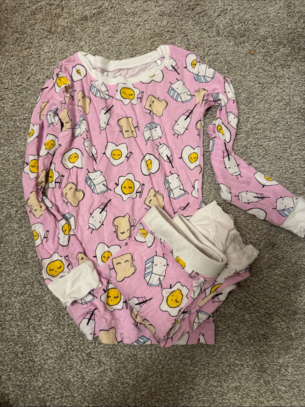 Little Sleepies Pink Breakfast Cartoon Pajama Set